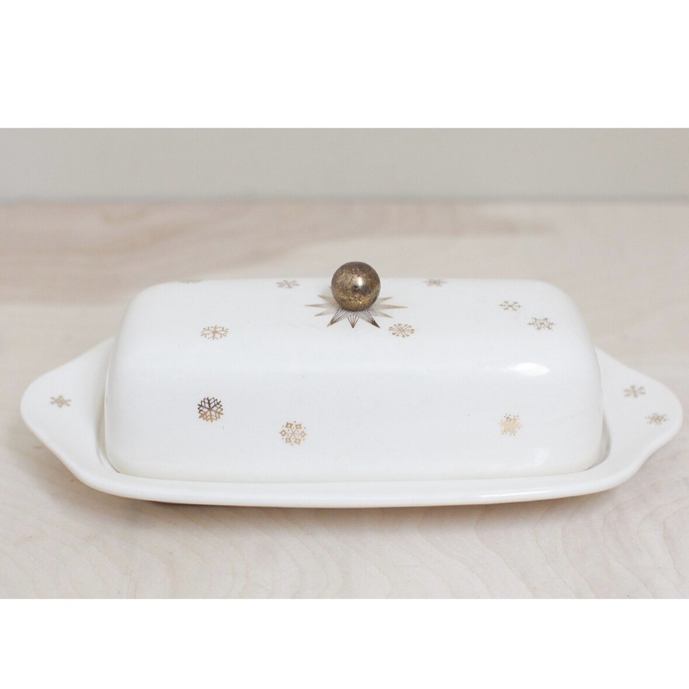 GAILSTYN Golden Stardrift 22Kt. Gold Butter Dish, vintage